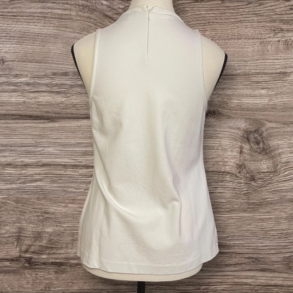 Vince Camuto Cream Sleeveless Tank Top‎ with Feminine Lace Detail Zip Back Sz. 2